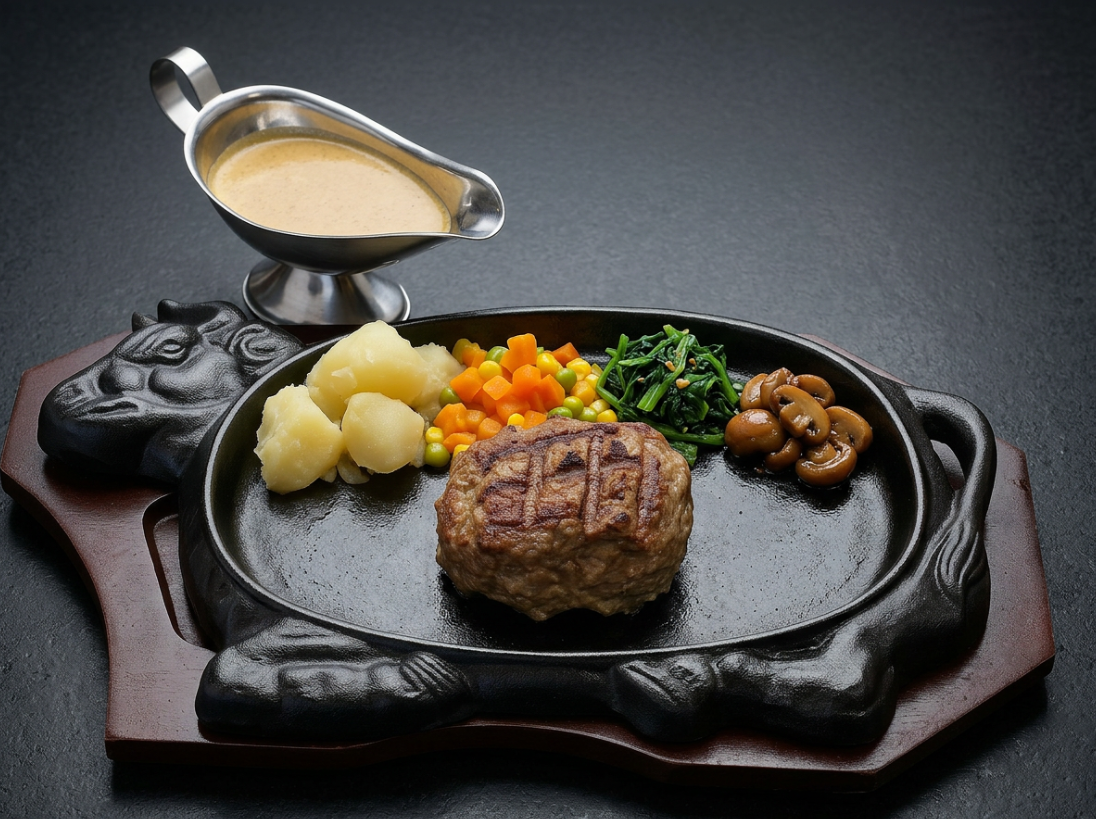 Wagyu Hamburger Steak with Bolognese Pasta