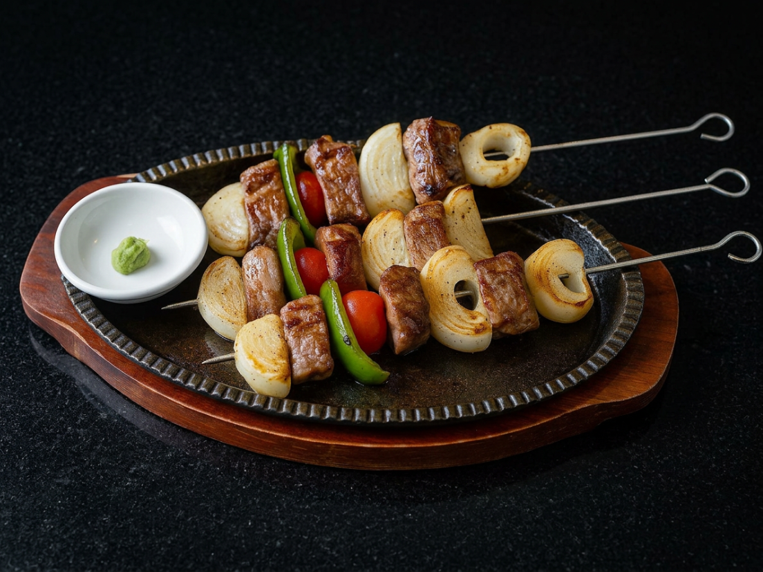 Wagyu Hamburger Steak with Garlic Pasta